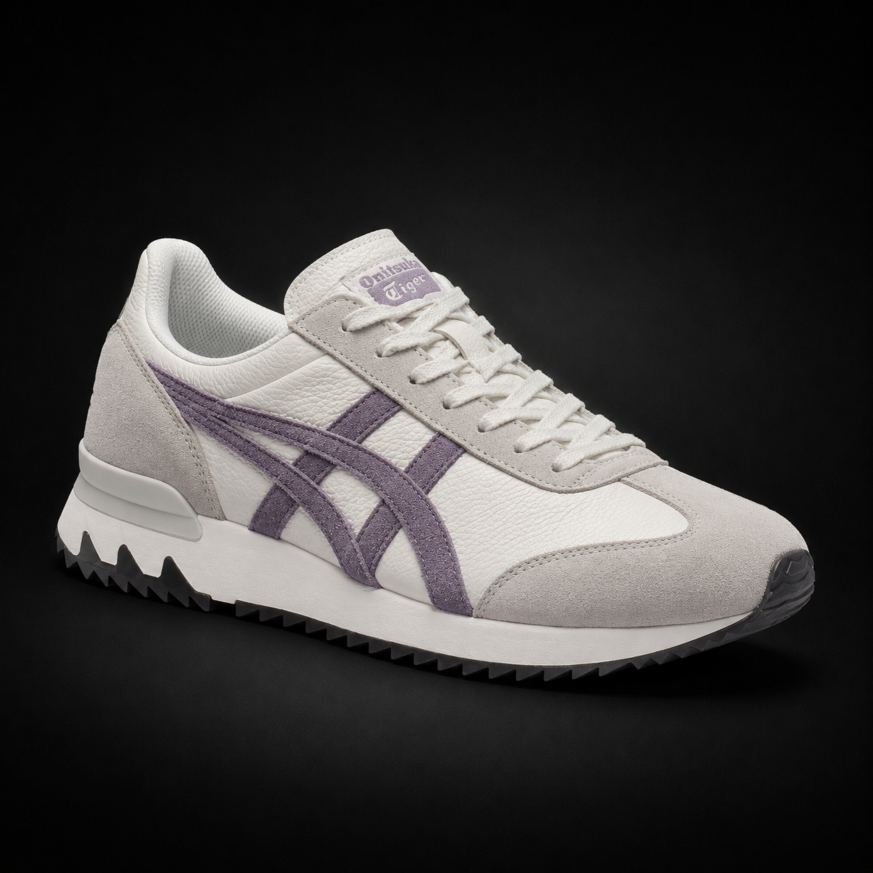 Onitsuka Tiger Glacier Grey Greyish Purple, vista frontal — Crazy!Duck Hype