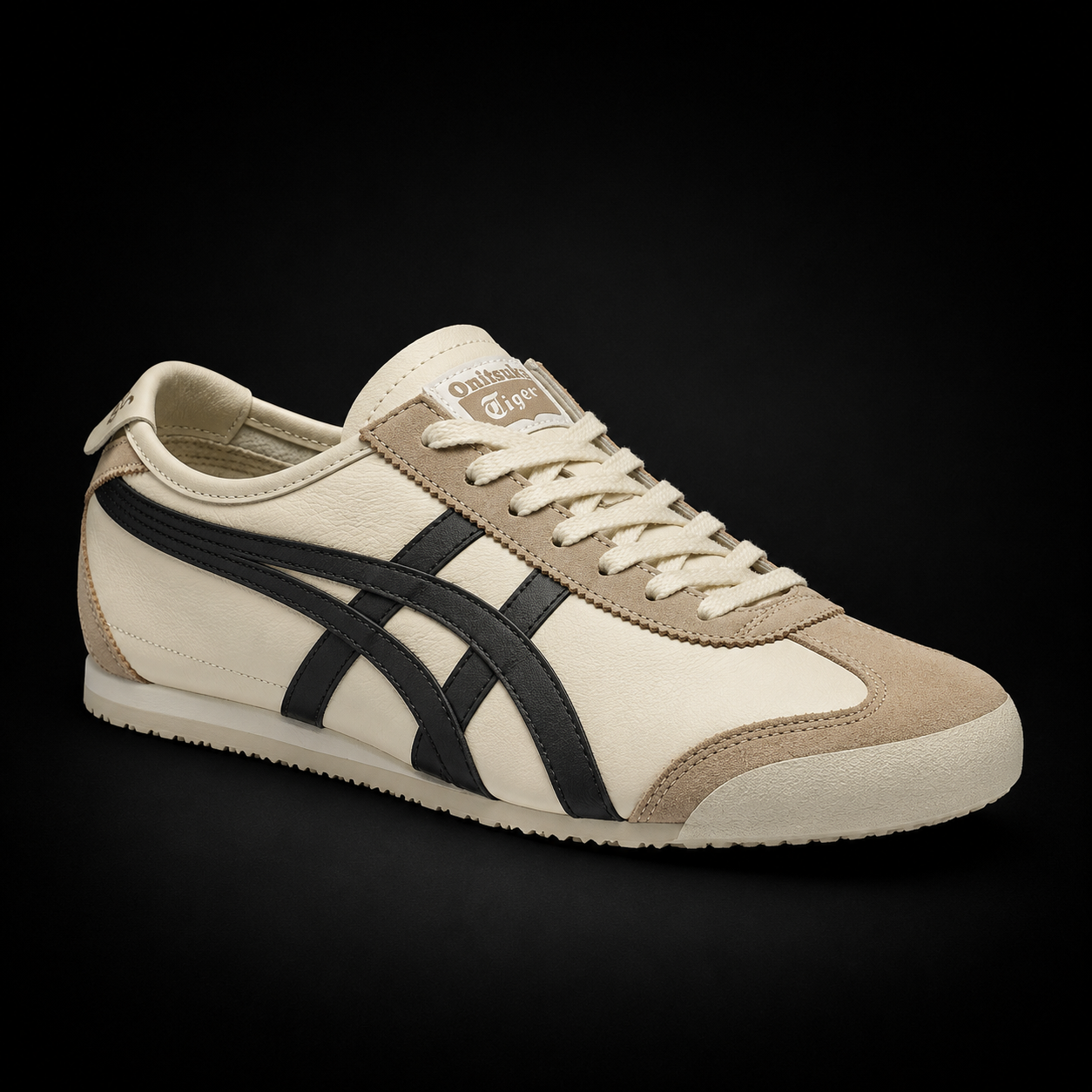 Onitsuka Tiger México 66 Ivory Black, vista frontal — Crazy!Duck Hype