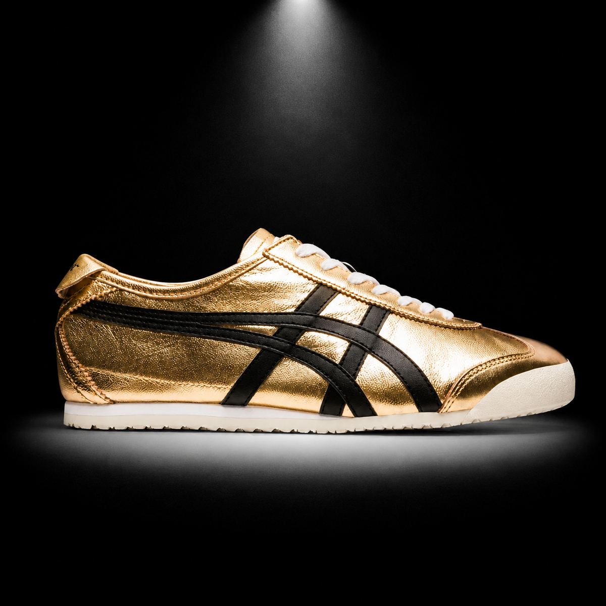 Onitsuka Tiger México 66 Pure Gold Black, vista lateral — Crazy!Duck Hype