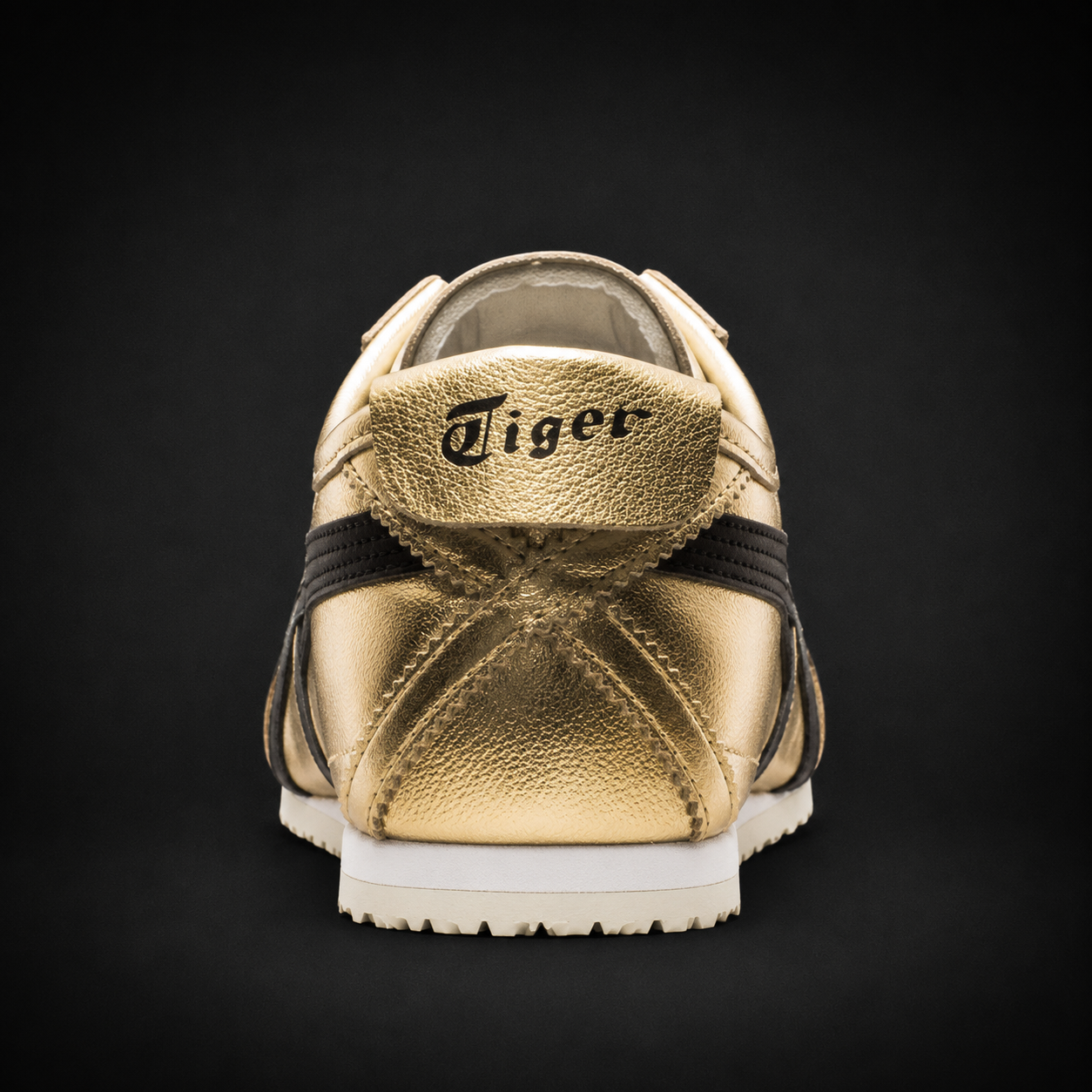 Onitsuka Tiger México 66 Pure Gold Black, vista trasera — Crazy!Duck Hype