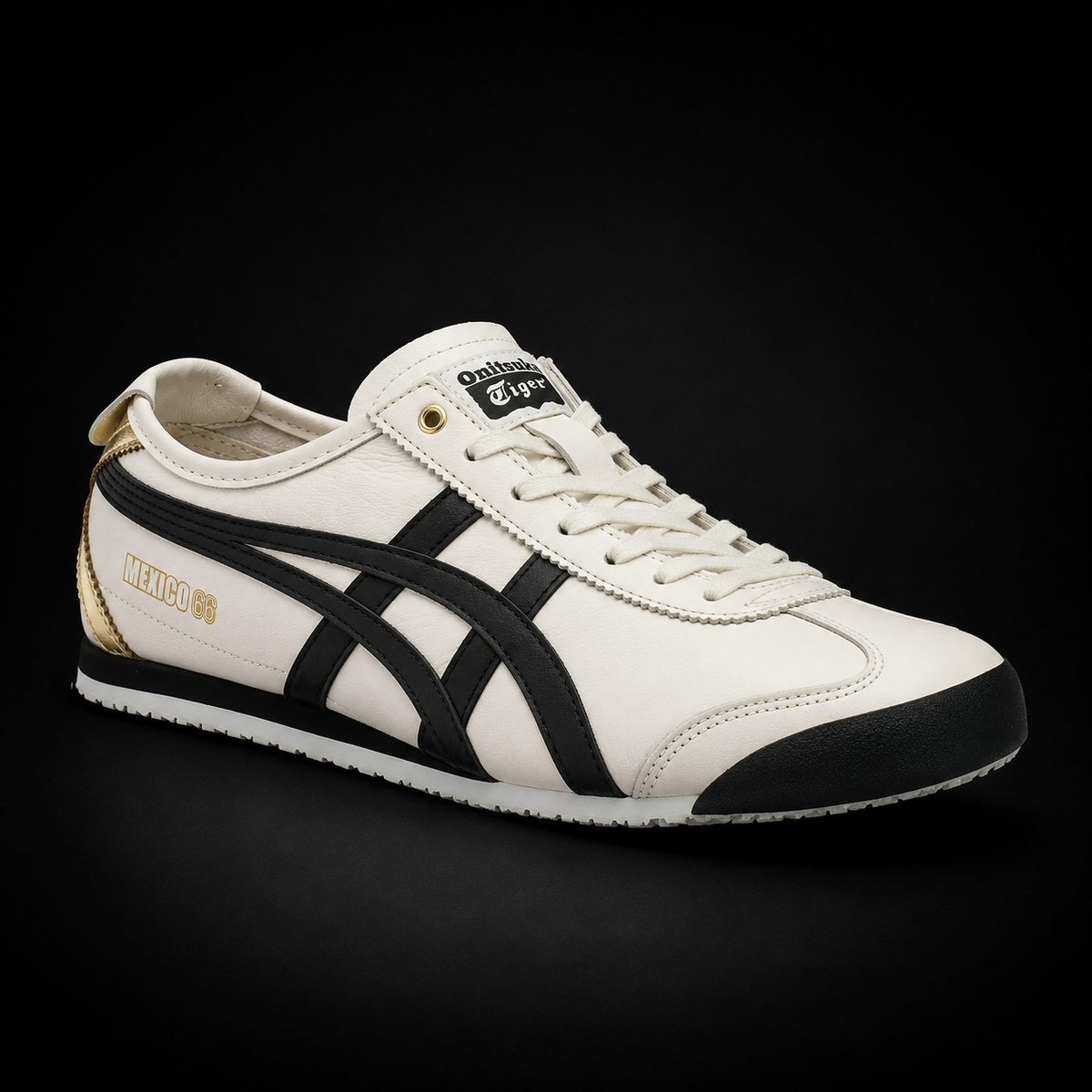Onitsuka Tiger México 66 Vintage Cream Black, vista frontal — Crazy!Duck Hype