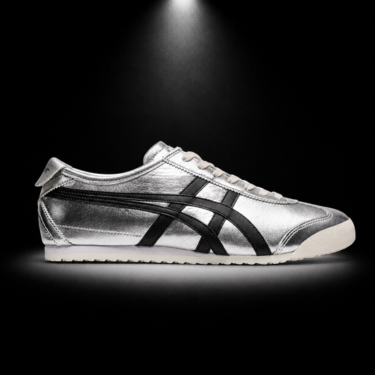 Onitsuka Tiger México 66 Vintage Pure Silver Black, vista lateral — Crazy!Duck Hype