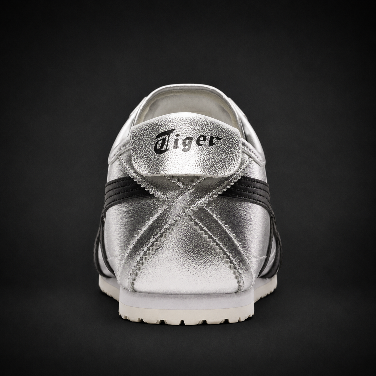 Onitsuka Tiger México 66 Vintage Pure Silver Black, vista trasera — Crazy!Duck Hype