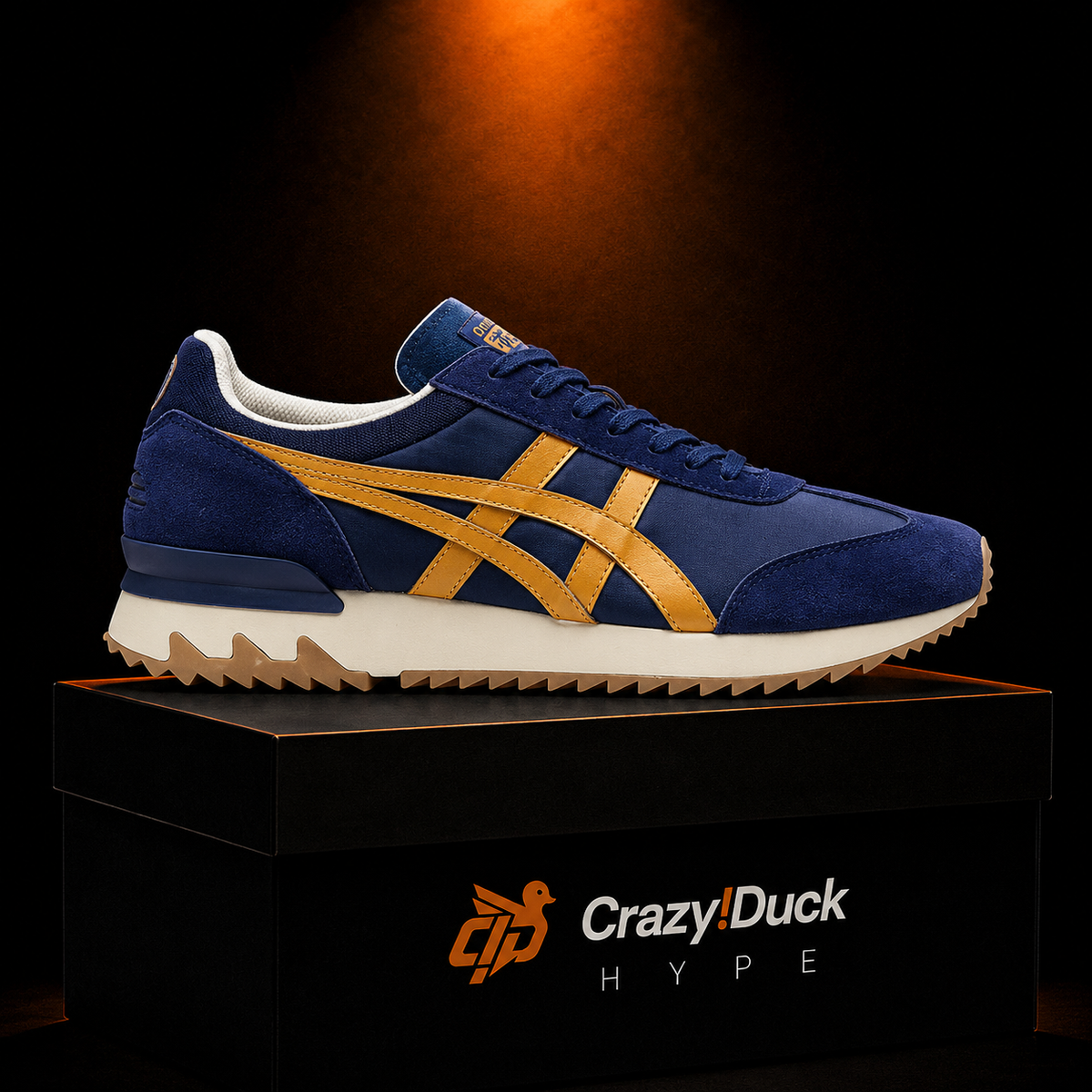 Onitsuka Tiger Peacoat Pure Gold con empaque — Crazy!Duck Hype
