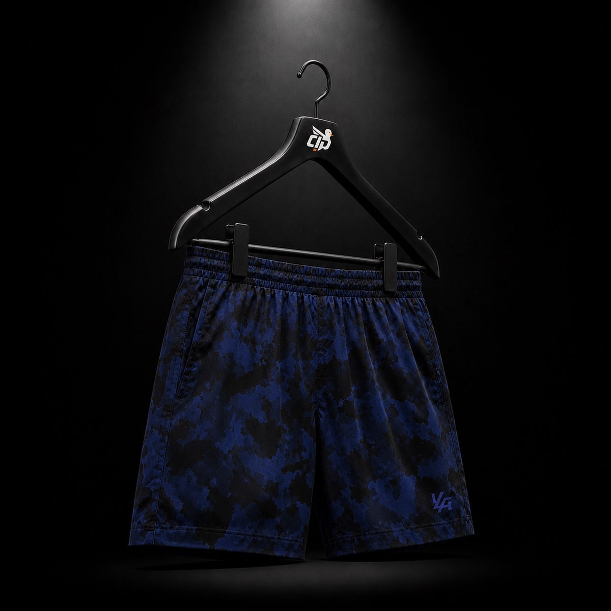 YoungLA 1048 Prime Training Shorts Navy Black Camo, vista completa — Crazy!Duck Hype