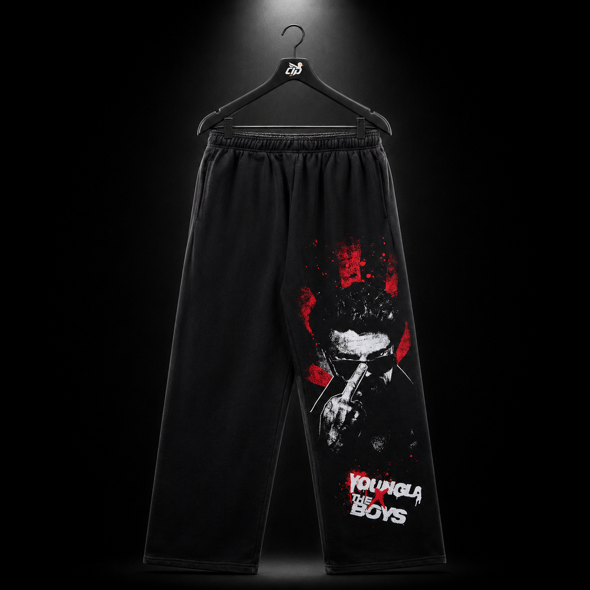 YoungLA 2036 The Boys Sweats Billy Butcher Graphic, vista frontal — Crazy!Duck Hype