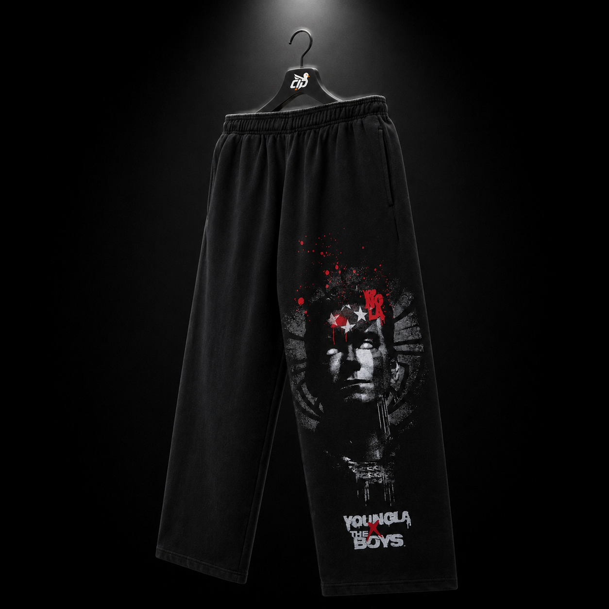 YoungLA 2036 The Boys Sweats Homelander Graphic, vista trasera — Crazy!Duck Hype
