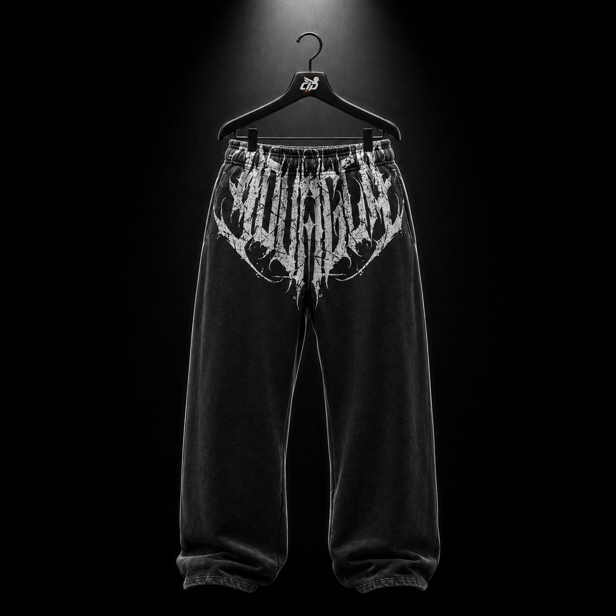 YoungLA 2079 Dark Wave Joggers Black Wash, vista frontal — Crazy!Duck Hype