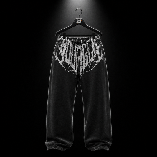 YoungLA 2079 Dark Wave Joggers Black Wash, vista frontal — Crazy!Duck Hype
