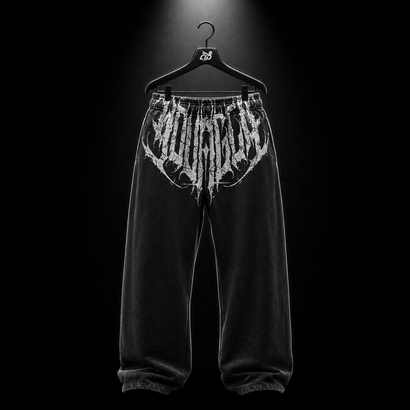 YoungLA 2079 Dark Wave Joggers Black Wash, vista frontal — Crazy!Duck Hype