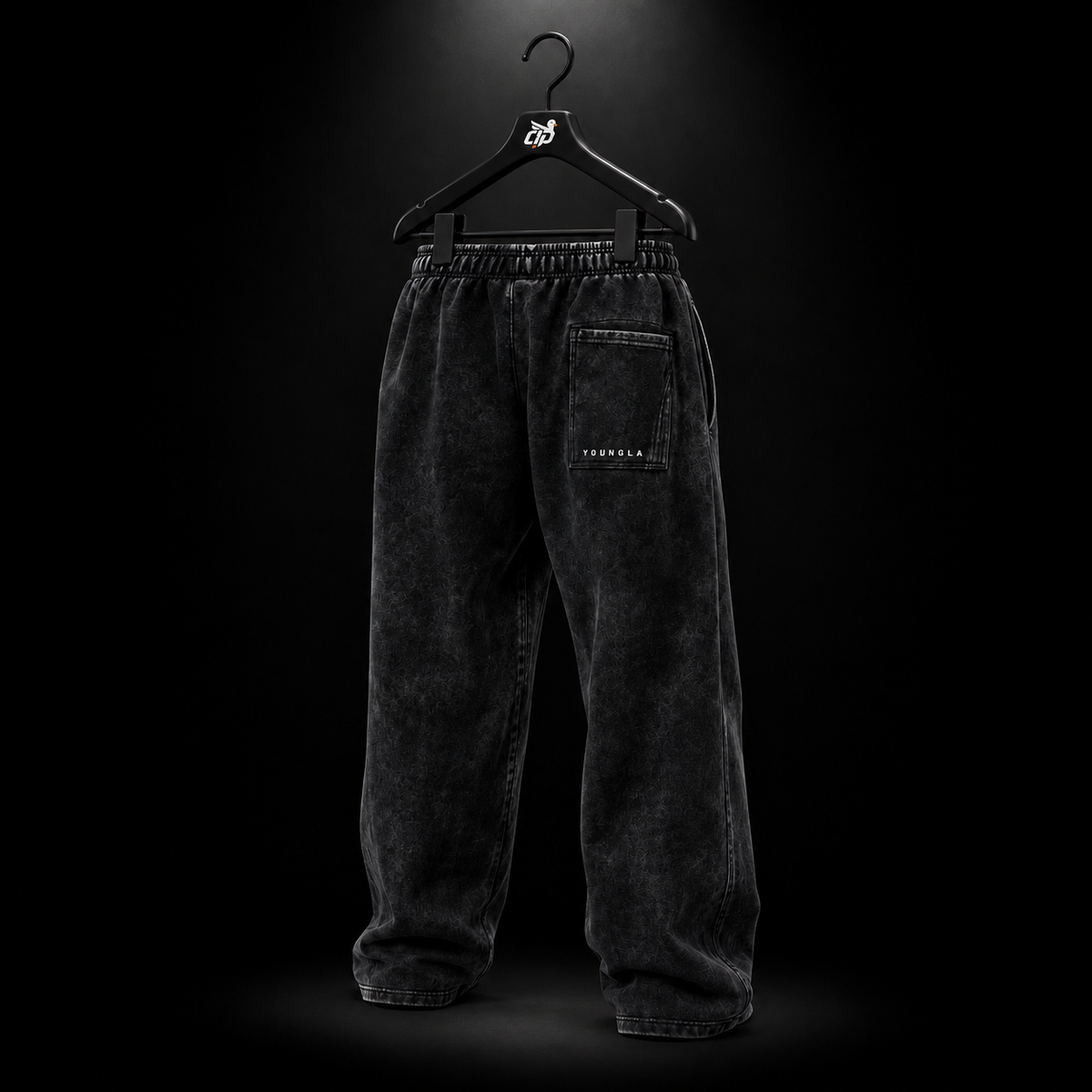YoungLA 2079 Dark Wave Joggers Black Wash, vista trasera — Crazy!Duck Hype