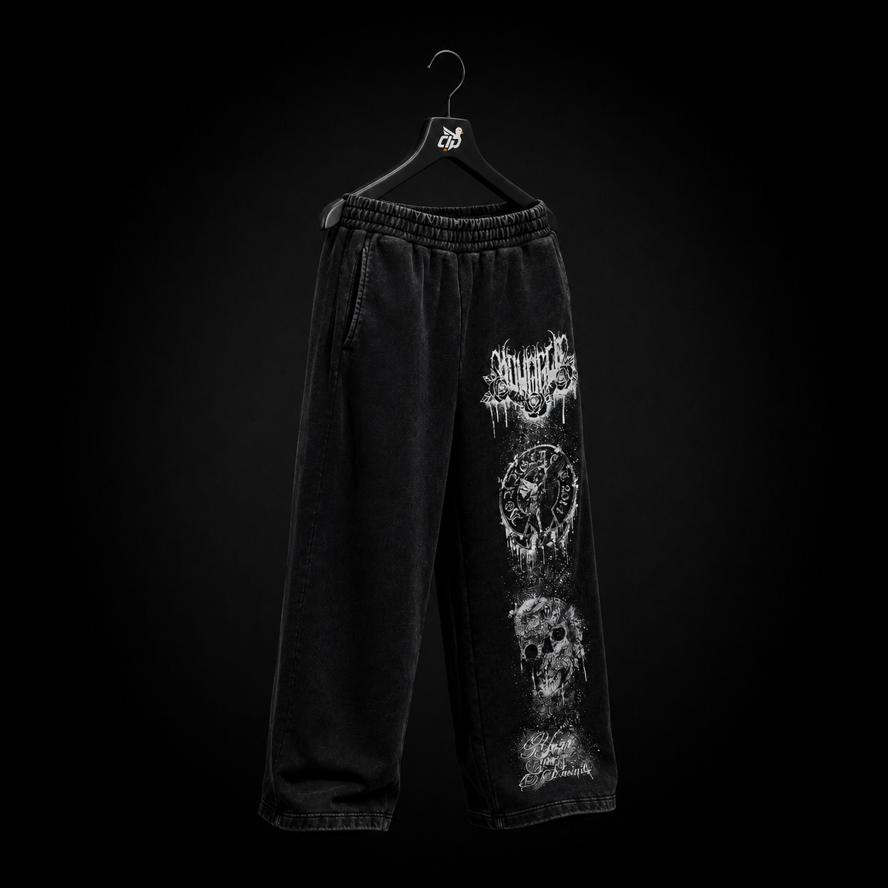 YoungLA 2116 Dynasty Sweats Black Wash, vista completa — Crazy!Duck Hype
