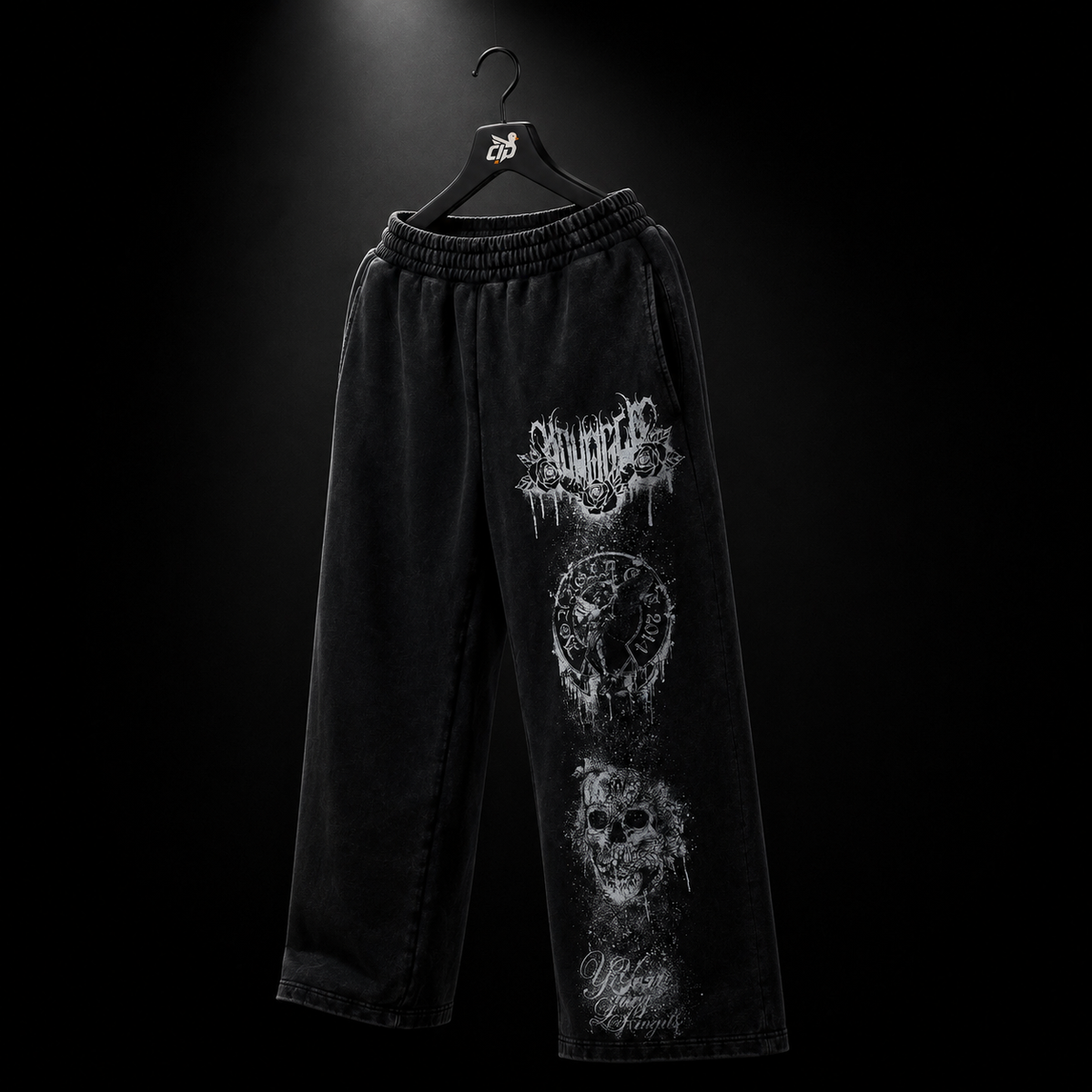 YoungLA 2116 Dynasty Sweats Black Wash, vista trasera — Crazy!Duck Hype