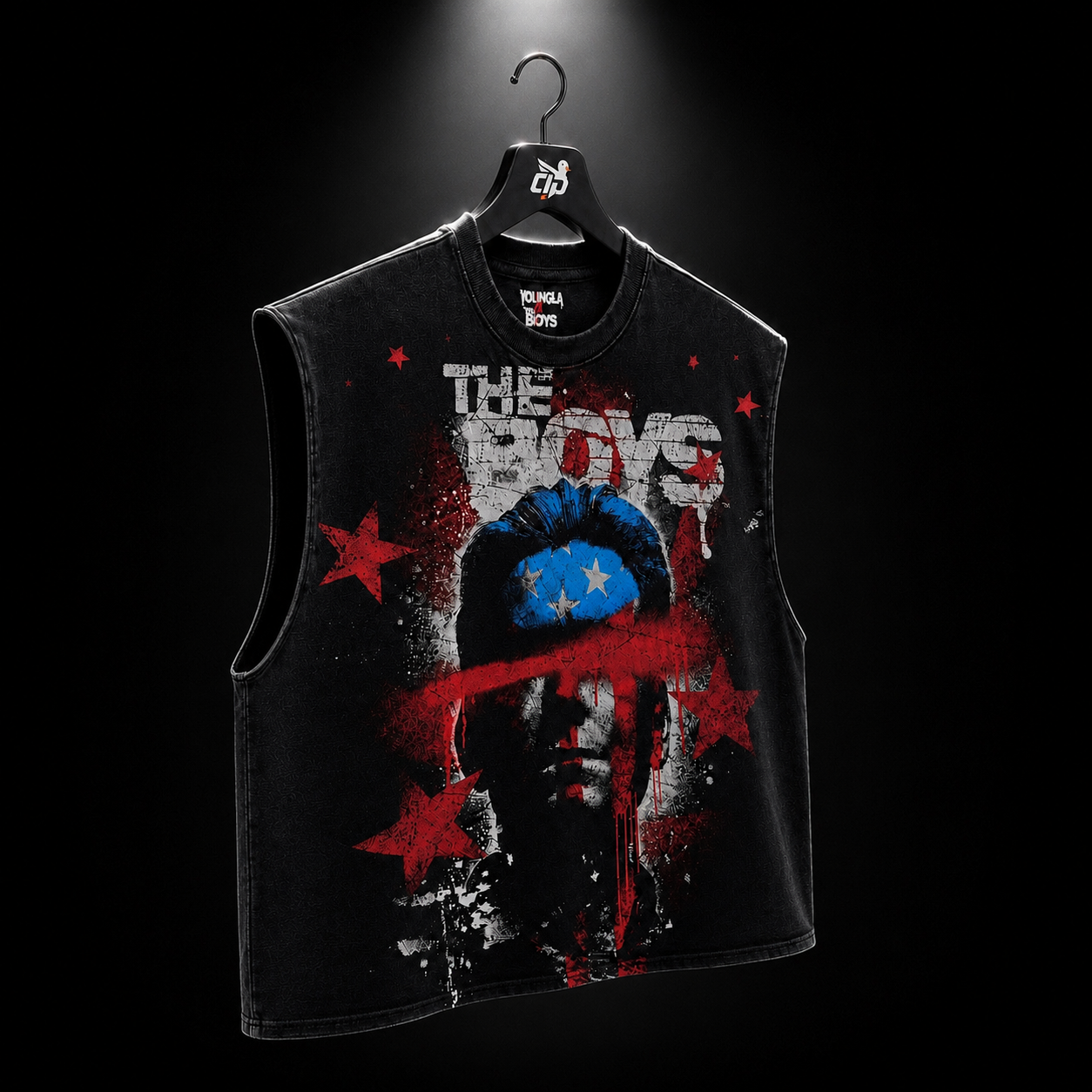 YoungLA 3005 The Boys Cut-Offs Homelander Art, vista completa — Crazy!Duck Hype