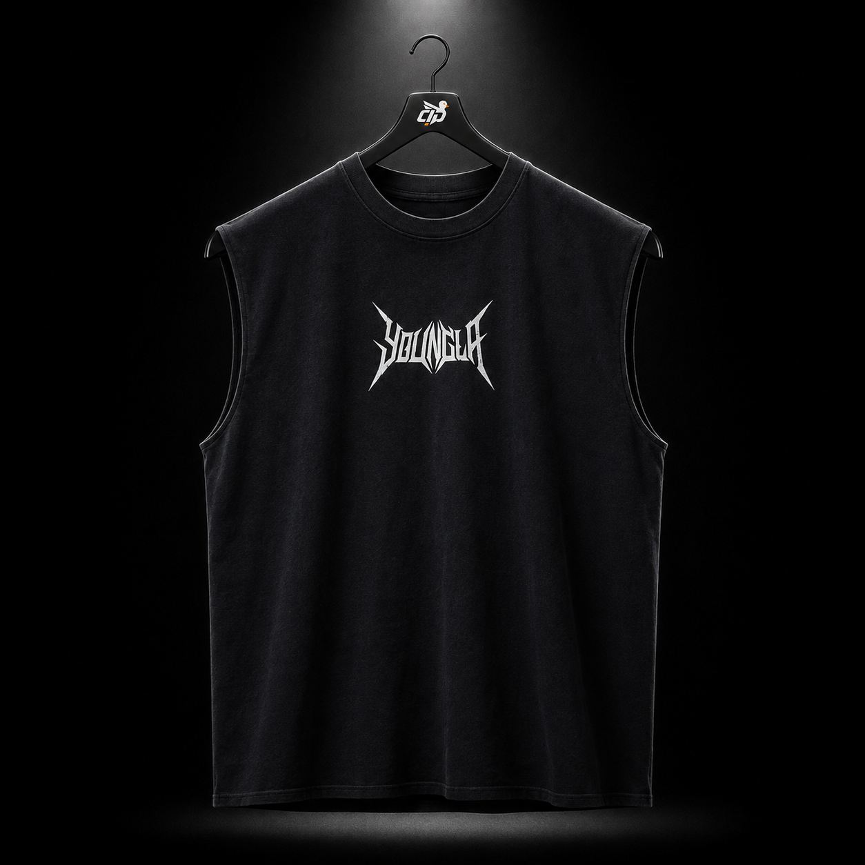 YoungLA 3049 Essential Cut-Offs Black Wash, vista frontal — Crazy!Duck Hype