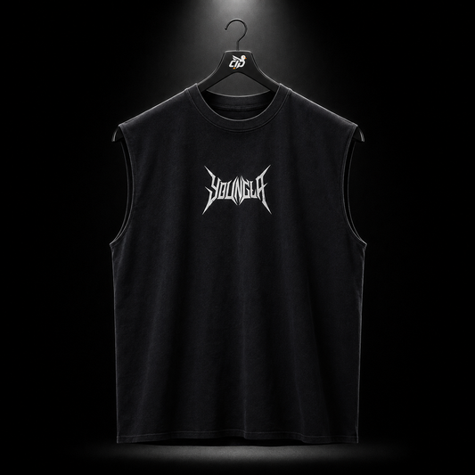 YoungLA 3049 Essential Cut-Offs Black Wash, vista frontal — Crazy!Duck Hype