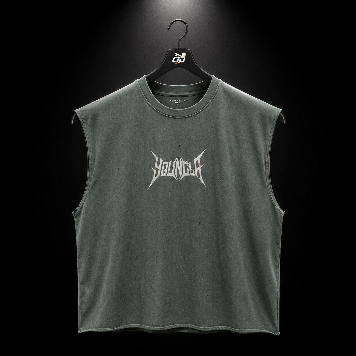 YoungLA 3049 Essential Cut-Offs Teal Wash, vista frontal — Crazy!Duck Hype