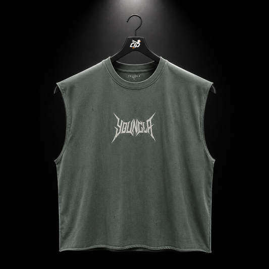 YoungLA 3049 Essential Cut-Offs Teal Wash, vista frontal — Crazy!Duck Hype