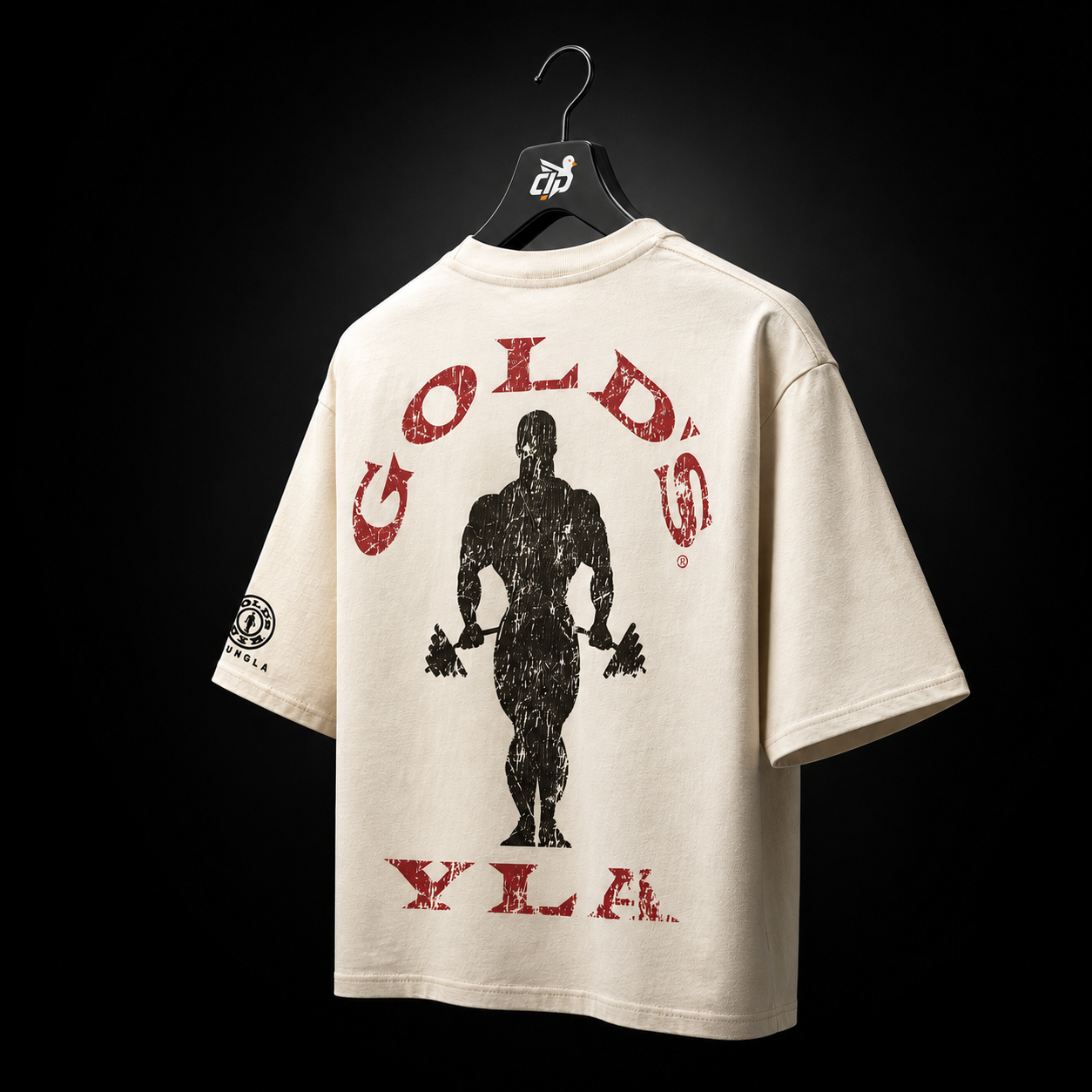 YoungLA 4002 Golds Gym New Age Tees Beige, vista trasera — Crazy!Duck Hype