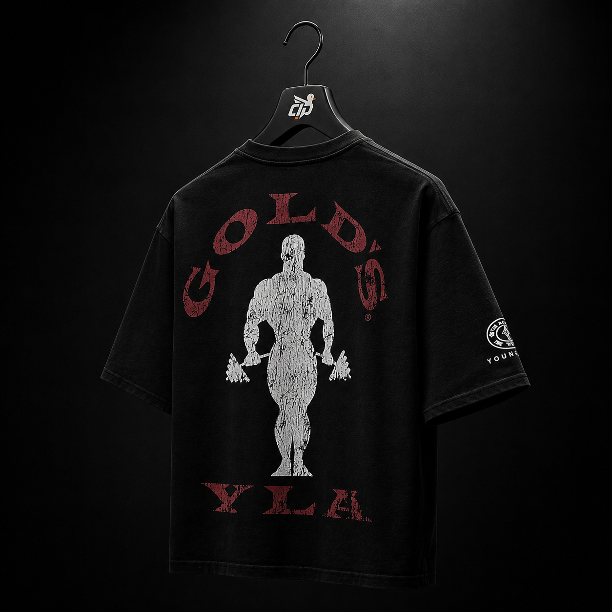 YoungLA 4002 Golds Gym New Age Tees Black, vista trasera — Crazy!Duck Hype