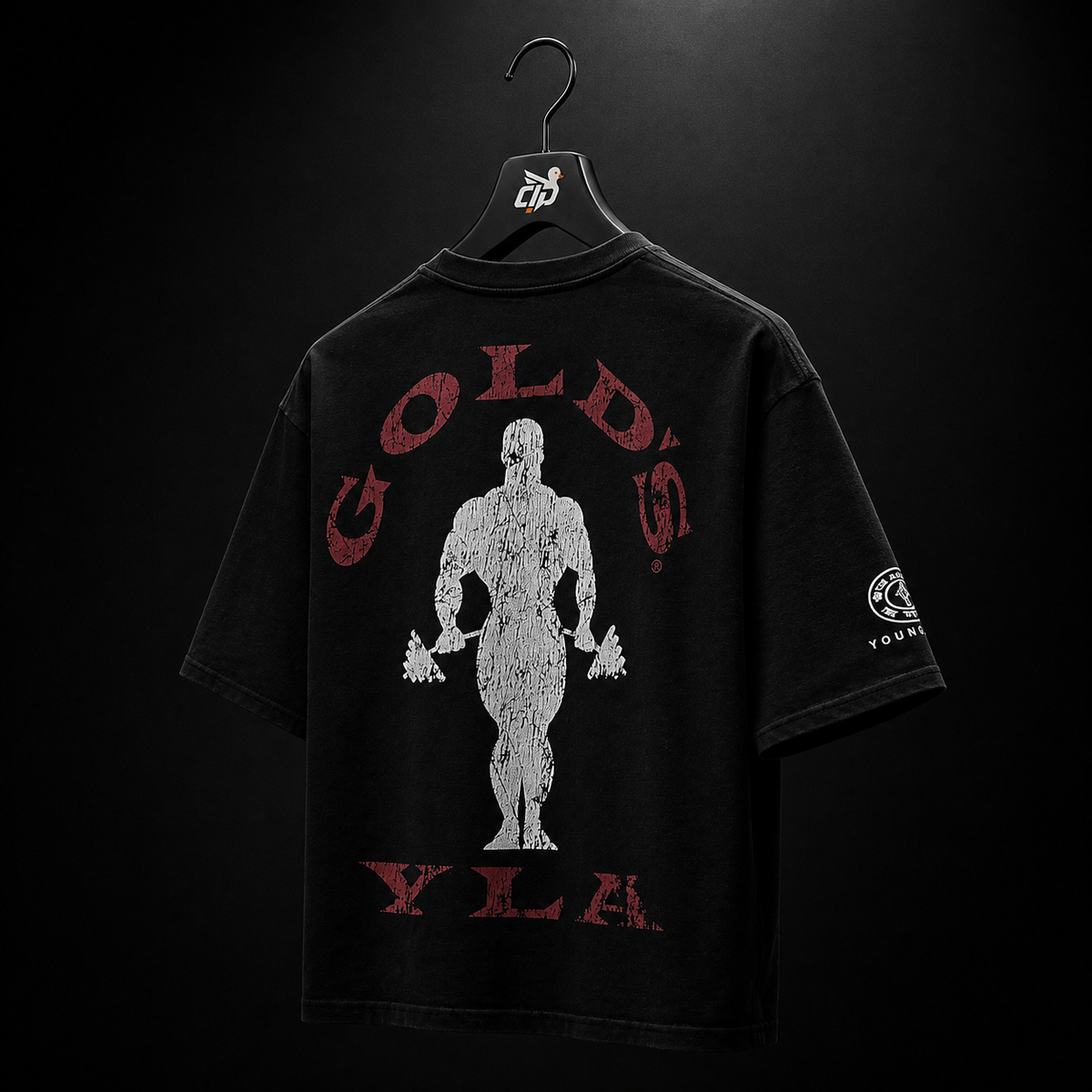 YoungLA 4002 Golds Gym New Age Tees Black, vista trasera — Crazy!Duck Hype