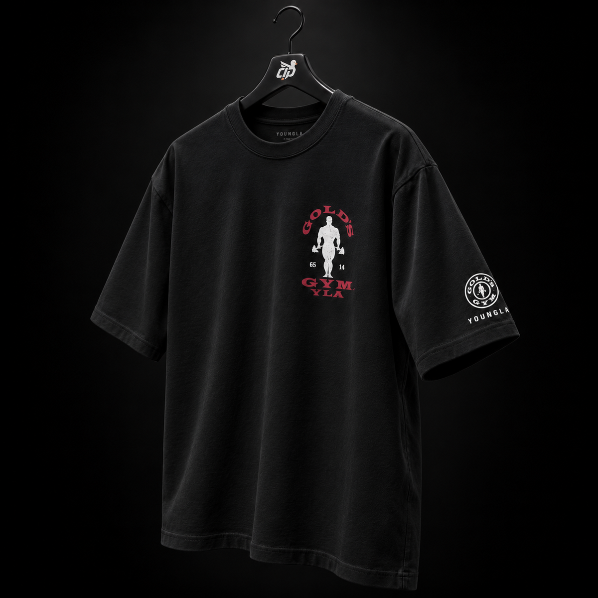 YoungLA 4002 Golds Gym New Age Tees Black, vista trasera — Crazy!Duck Hype