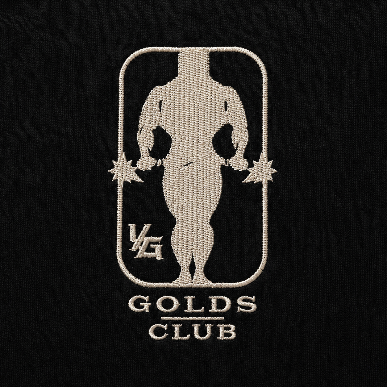YoungLA 4009 Golds Gym Ringer Tees Black, detalle de estampado — Crazy!Duck Hype