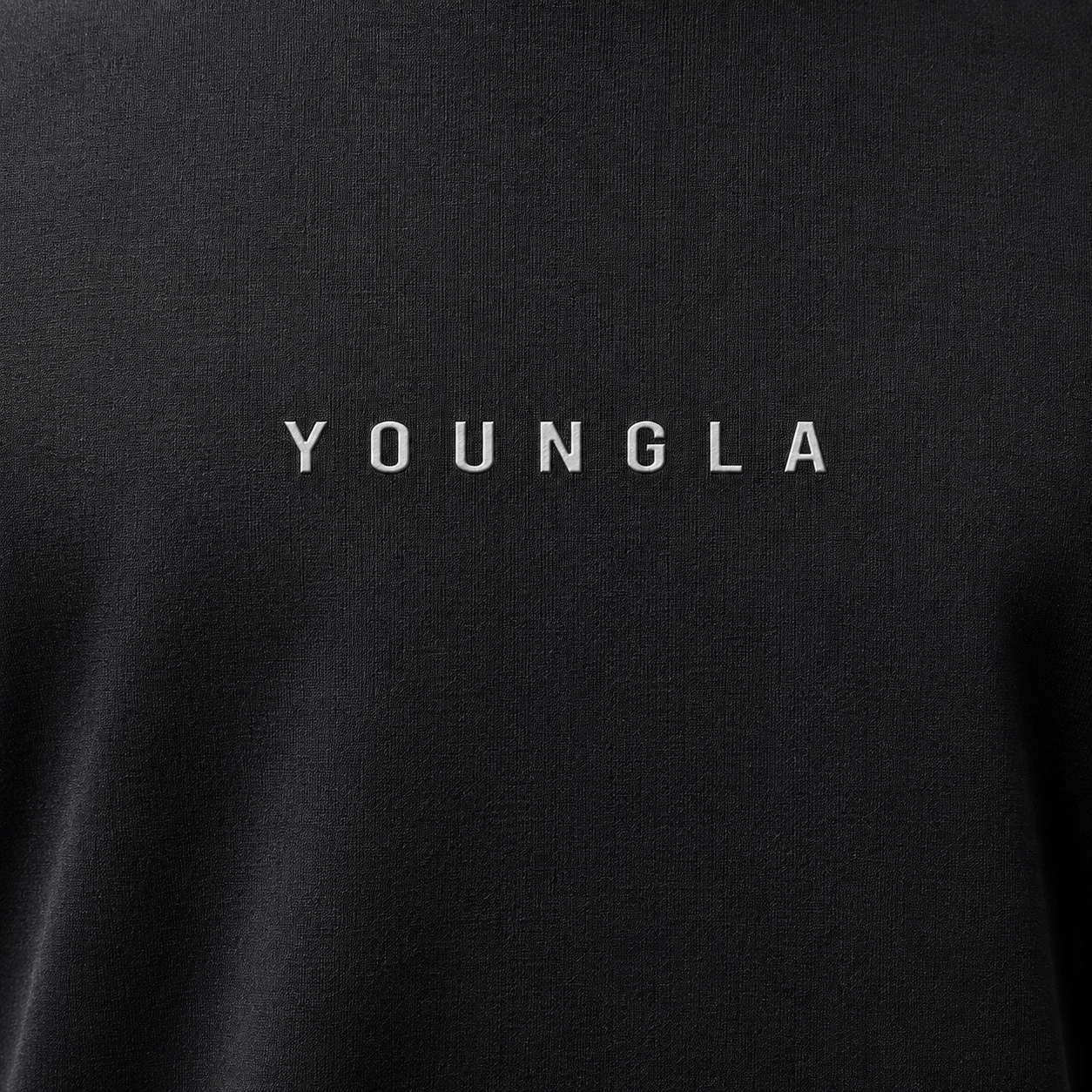 YoungLA 403 Elite Tees Black, detalle de logo y material — Crazy!Duck Hype