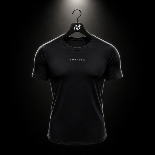 YoungLA 403 Elite Tees Black, vista frontal — Crazy!Duck Hype