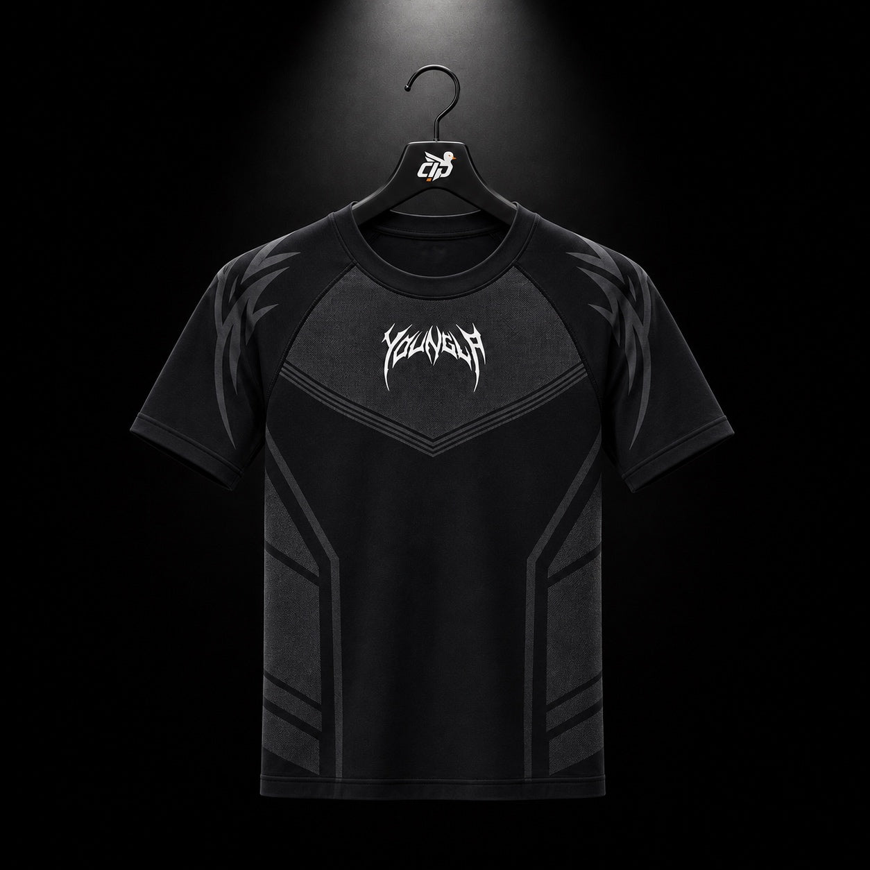 YoungLA 4041 Warrior Compression Tees Black, vista frontal — Crazy!Duck Hype
