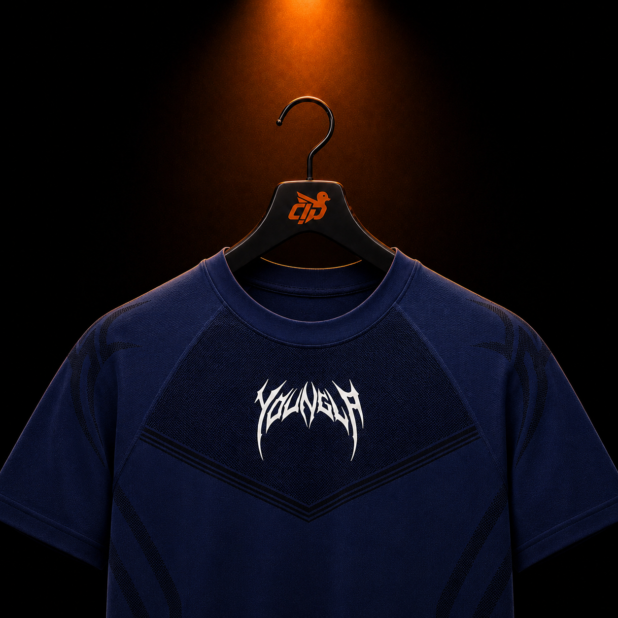 YoungLA 4041 Warrior Compression Tees Blue con presentación de producto — Crazy!Duck Hype