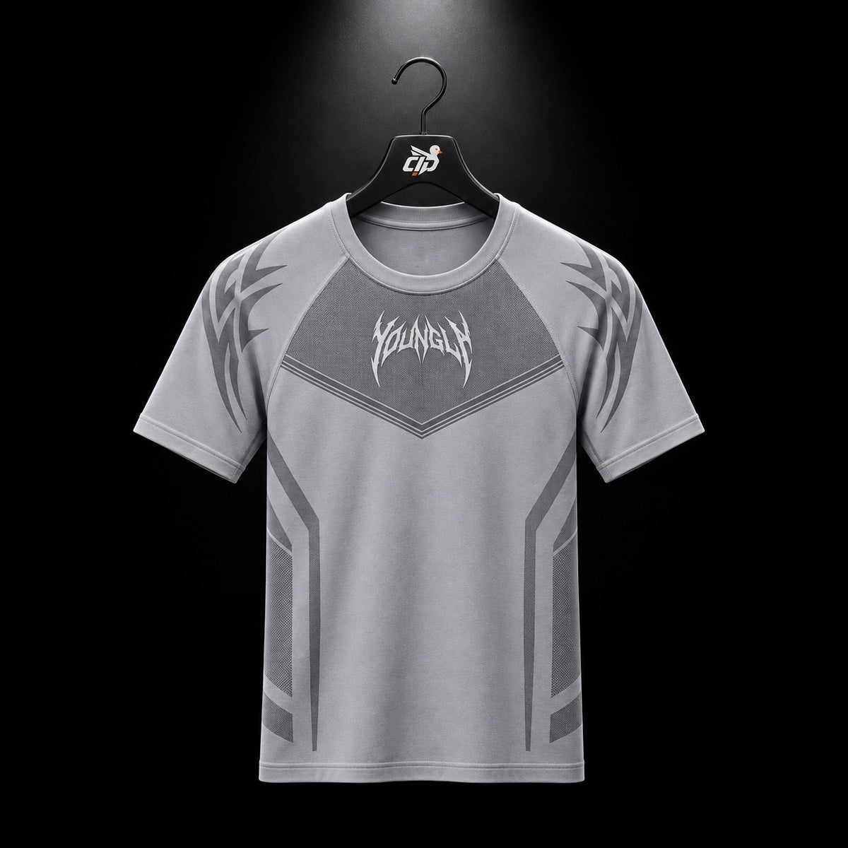 YoungLA 4041 Warrior Compression Tees Grey, vista frontal — Crazy!Duck Hype