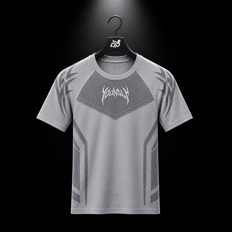 YoungLA 4041 Warrior Compression Tees Grey, vista frontal — Crazy!Duck Hype
