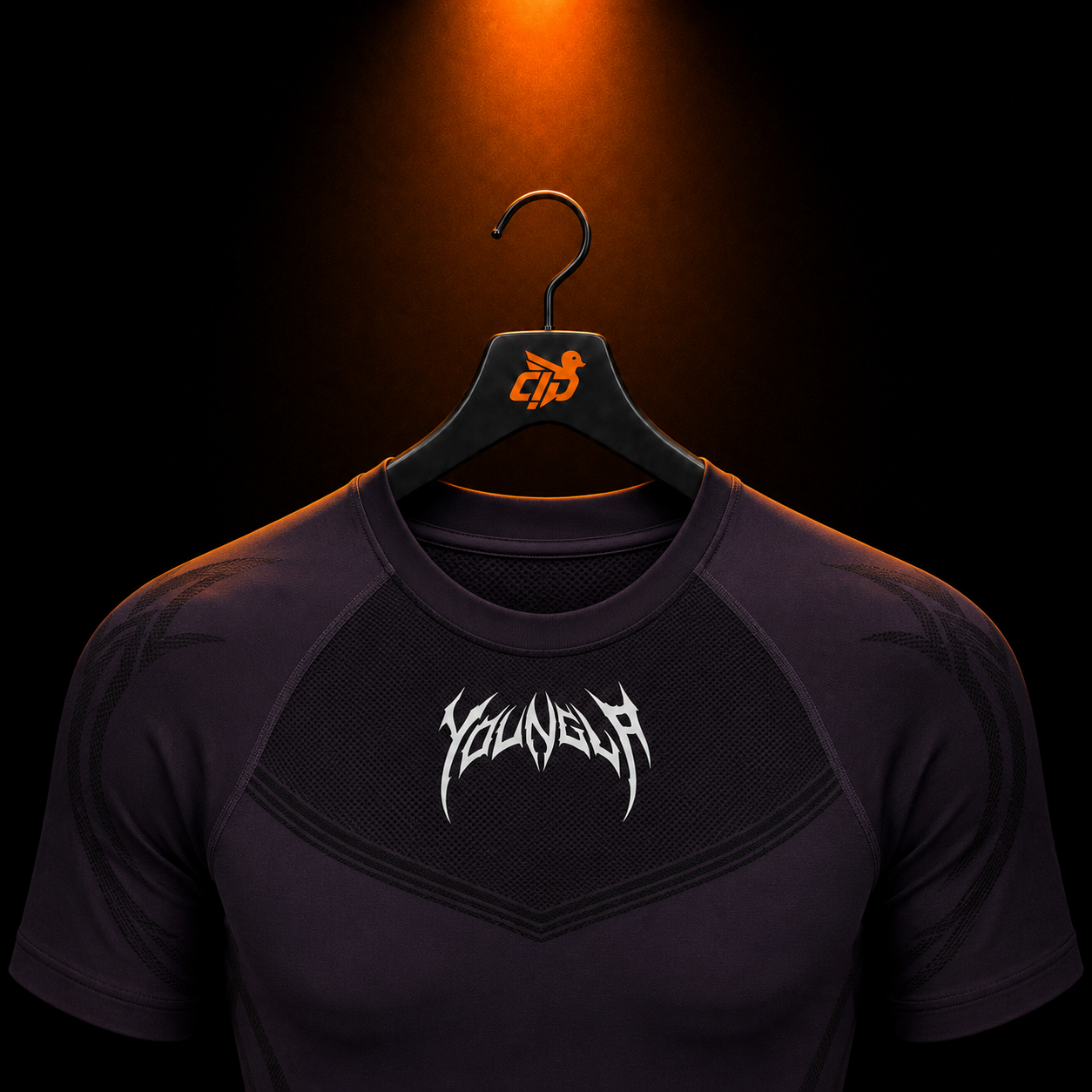 YoungLA 4041 Warrior Compression Tees Purple con presentación de producto — Crazy!Duck Hype