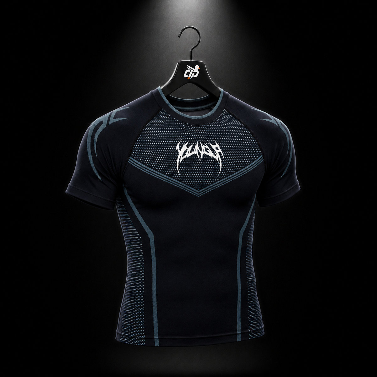 YoungLA 4065 Warrior X Compression Tees Black/Blue, vista completa — Crazy!Duck Hype