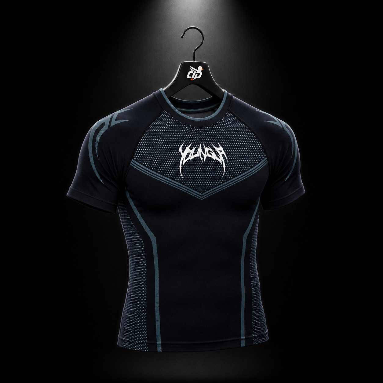 YoungLA 4065 Warrior X Compression Tees Black/Blue, vista completa — Crazy!Duck Hype