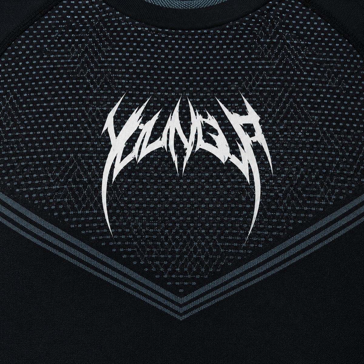 YoungLA 4065 Warrior X Compression Tees Black/Blue, detalle de logo y diseño — Crazy!Duck Hype