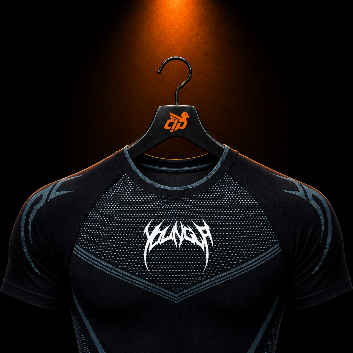 YoungLA 4065 Warrior X Compression Tees Black/Blue con presentación de producto — Crazy!Duck Hype