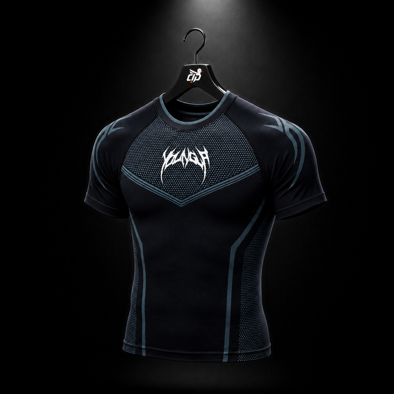 YoungLA 4065 Warrior X Compression Tees Black/Blue, vista trasera — Crazy!Duck Hype