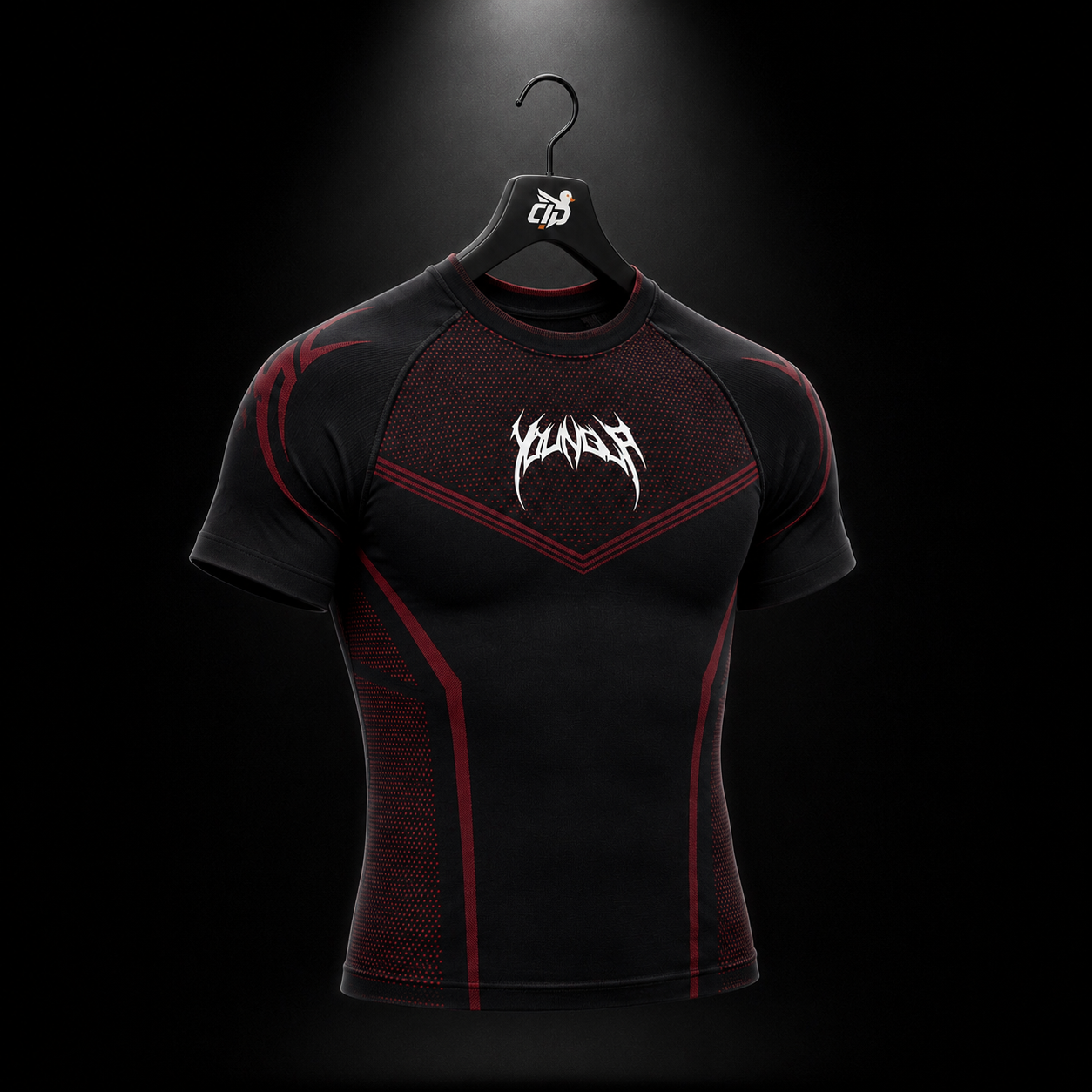 YoungLA 4065 Warrior X Compression Tees Black/Red, vista completa — Crazy!Duck Hype