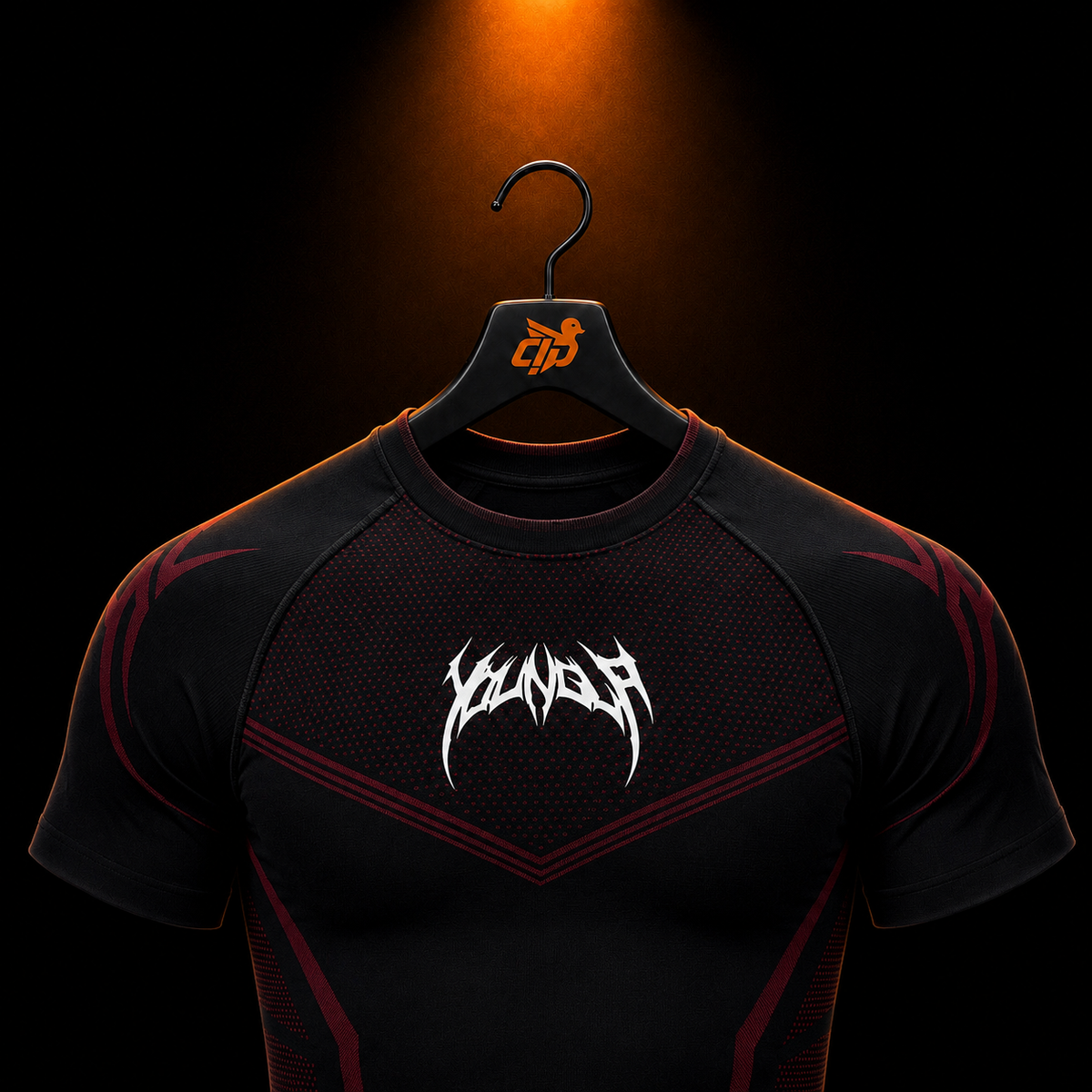 YoungLA 4065 Warrior X Compression Tees Black/Red con presentación de producto — Crazy!Duck Hype