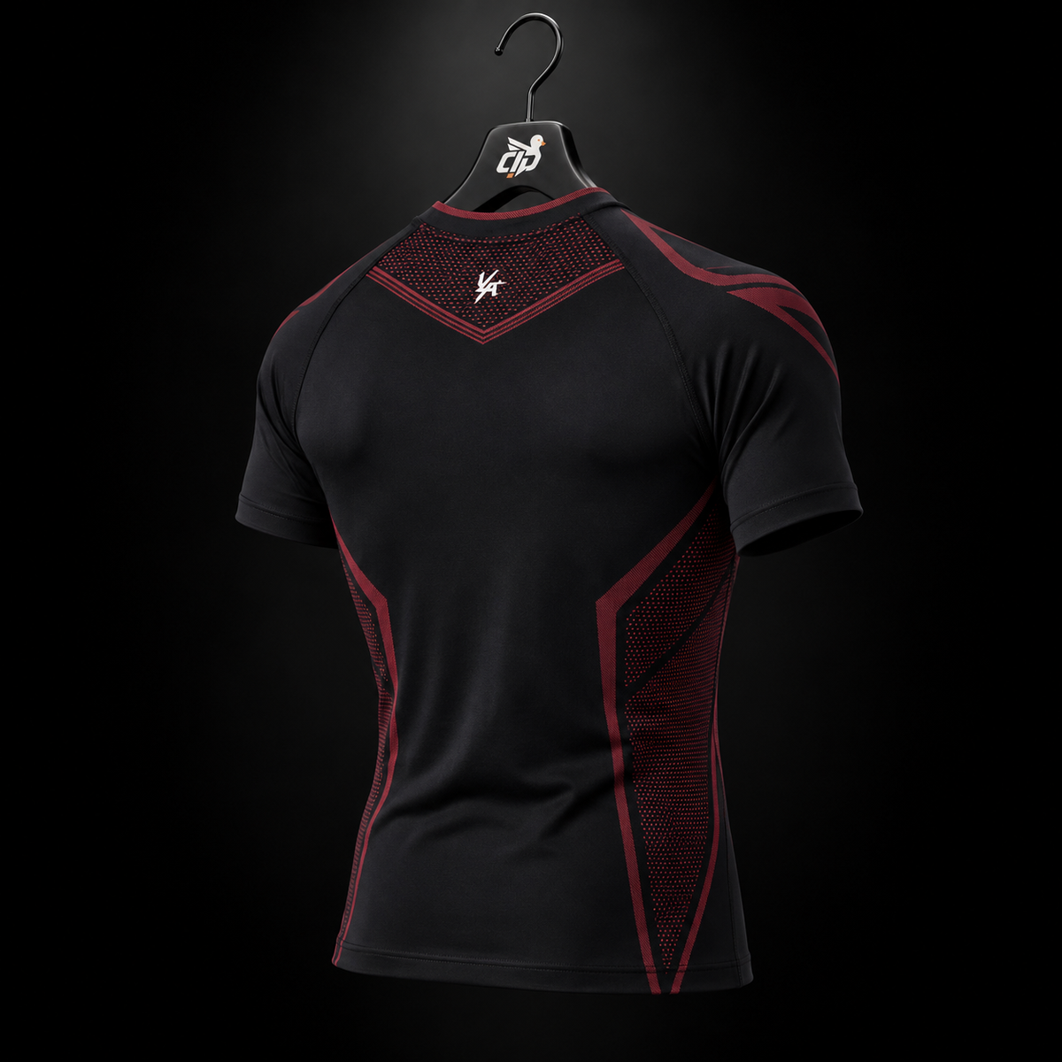 YoungLA 4065 Warrior X Compression Tees Black/Red, vista trasera — Crazy!Duck Hype