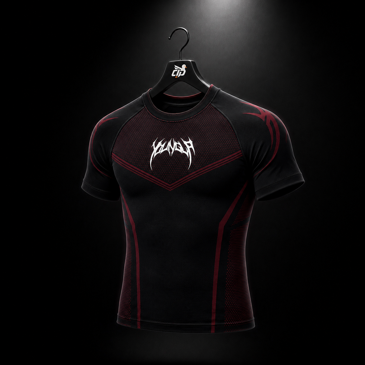 YoungLA 4065 Warrior X Compression Tees Black/Red, vista trasera — Crazy!Duck Hype