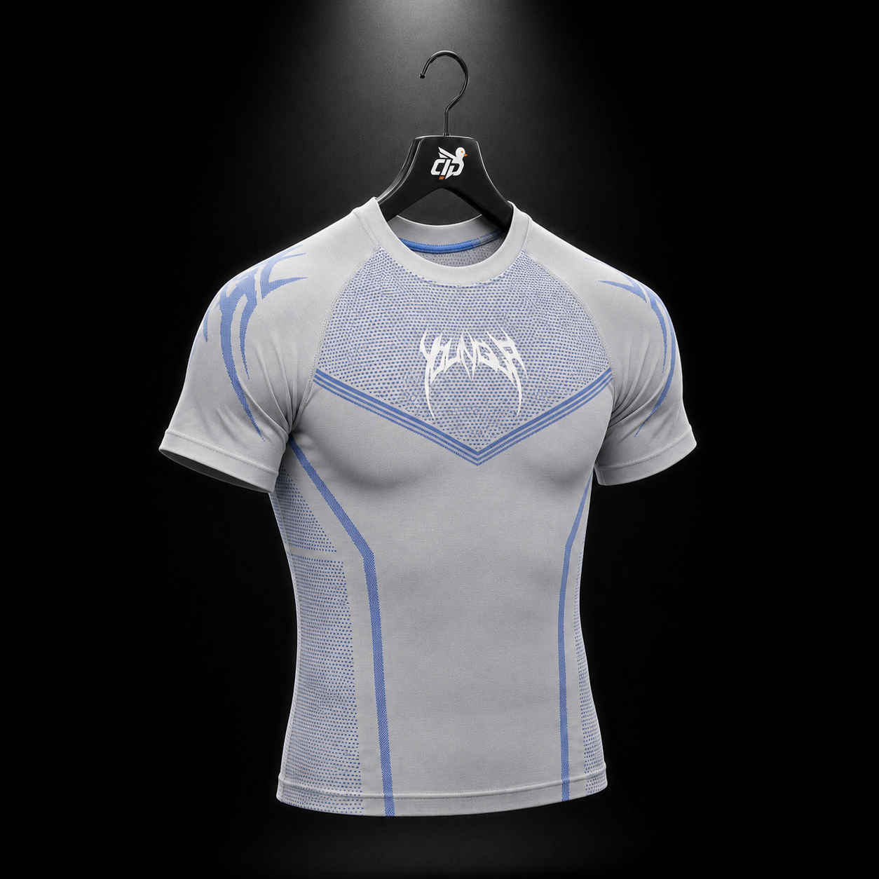 YoungLA 4065 Warrior X Compression Tees Grey/Blue, vista completa — Crazy!Duck Hype