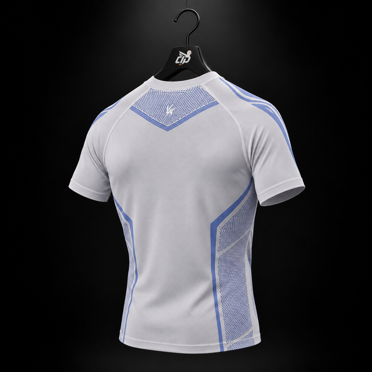 YoungLA 4065 Warrior X Compression Tees Grey/Blue, vista trasera — Crazy!Duck Hype