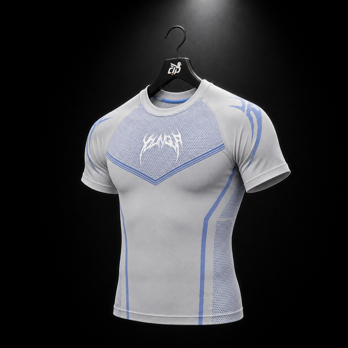 YoungLA 4065 Warrior X Compression Tees Grey/Blue, vista trasera — Crazy!Duck Hype