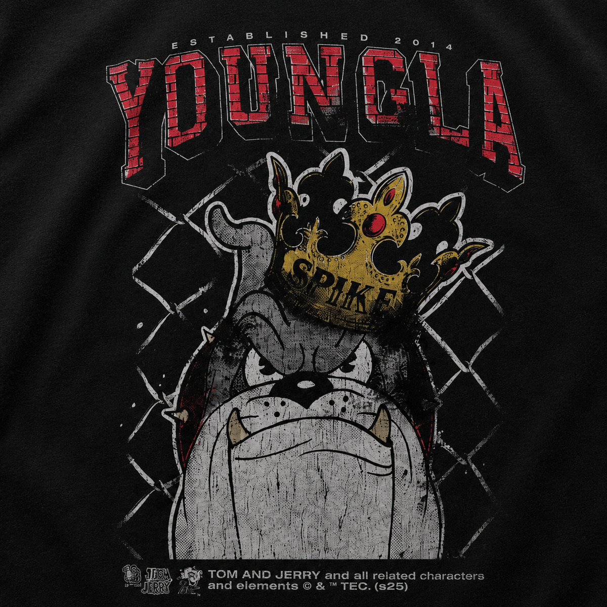 YoungLA 4082 Tom & Jerry Tees Spike, detalle de estampado — Crazy!Duck Hype