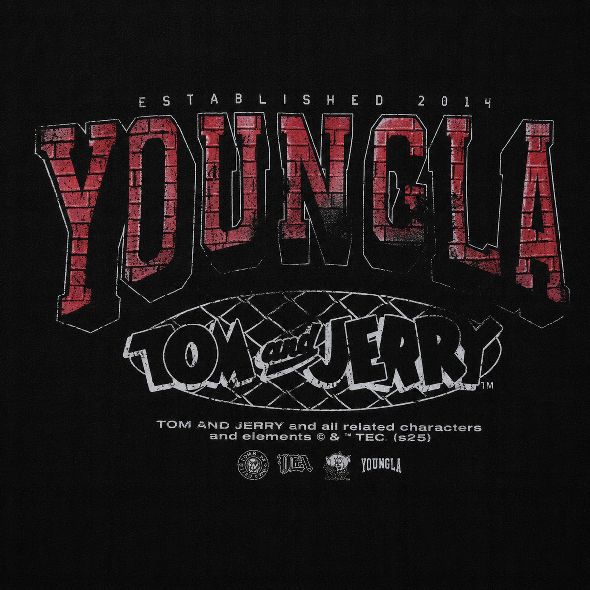 YoungLA 4082 Tom & Jerry Tees Spike, detalle de logo y material — Crazy!Duck Hype