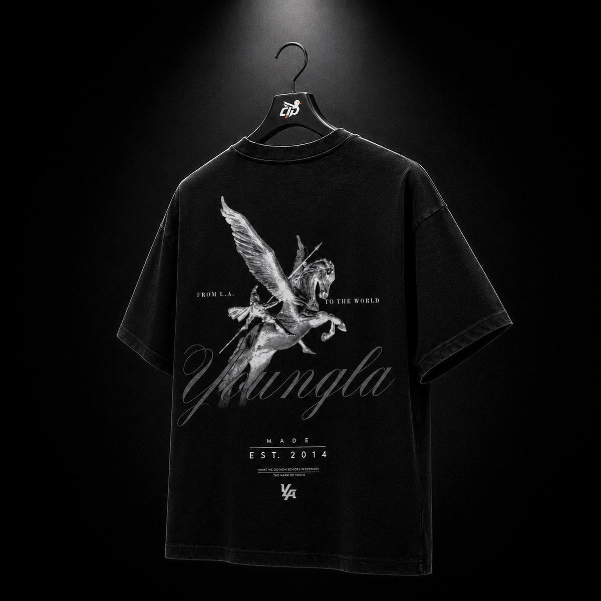 YoungLA 4106 Dark Wave Tees Black Wash, vista trasera — Crazy!Duck Hype