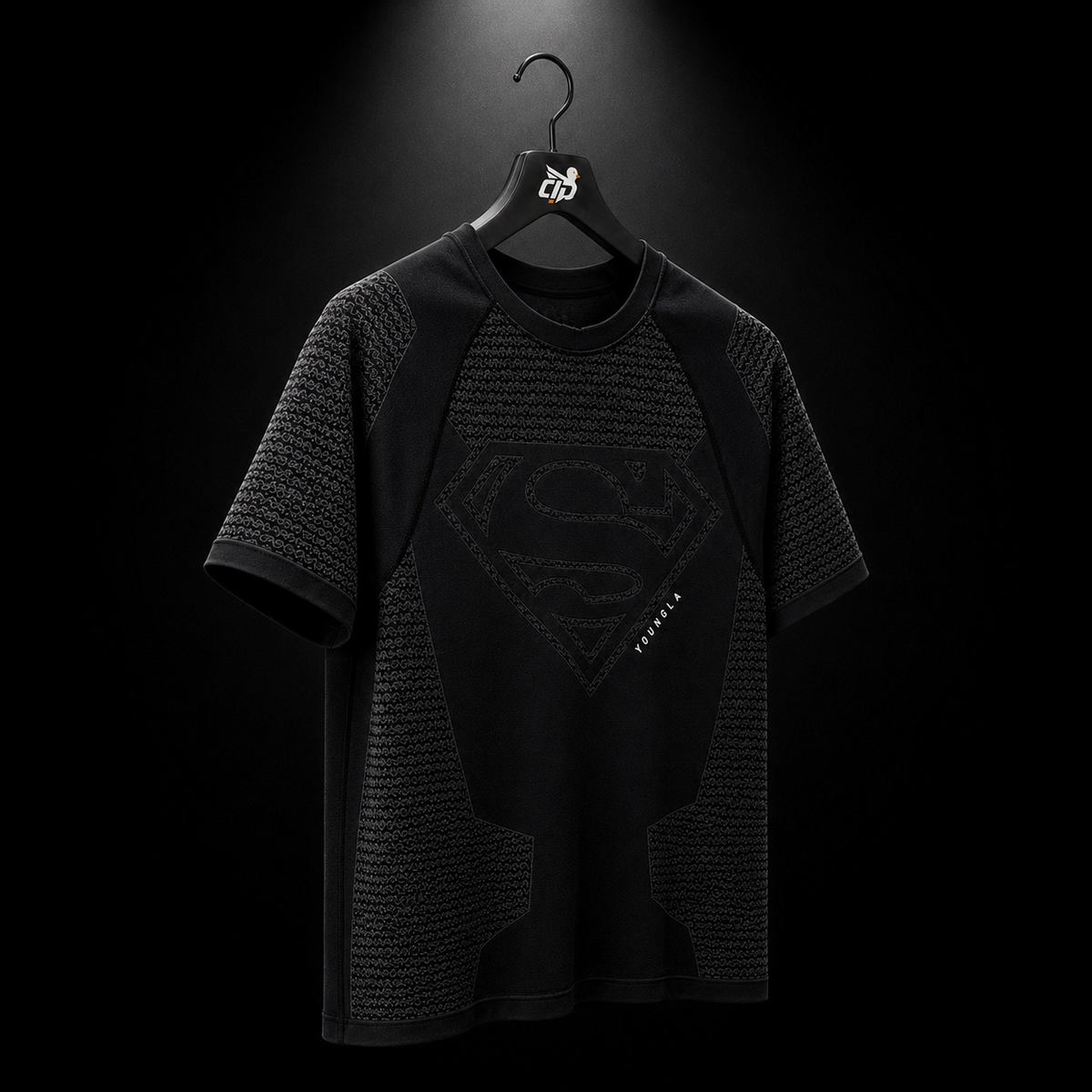 YoungLA 4117 Superman Compression Tees Black, vista completa — Crazy!Duck Hype